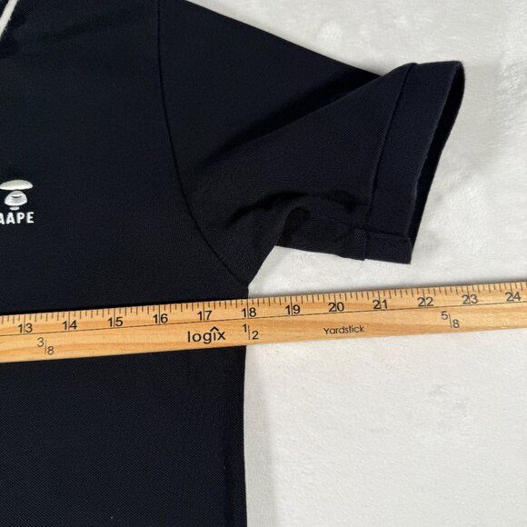 AAPE BY A BATHING APE Polo Shirt Men Size S Black Short Sleeve 100% Cotton Logo - Picture 3 of 14